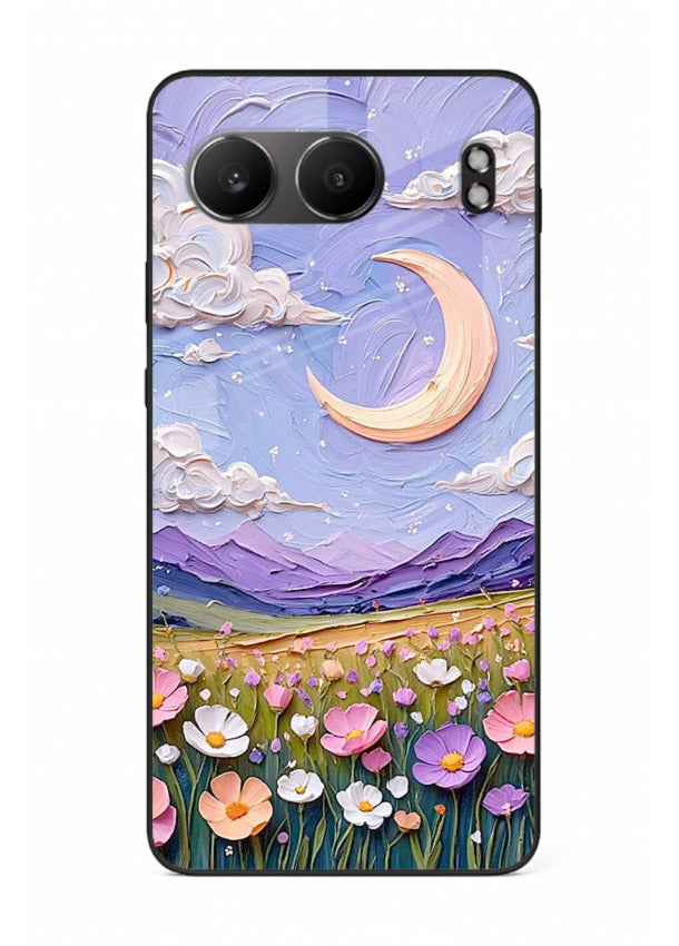 Pastel Moon Flowers pastel floral moon artwork OnePlus Nord 4 glass back cover