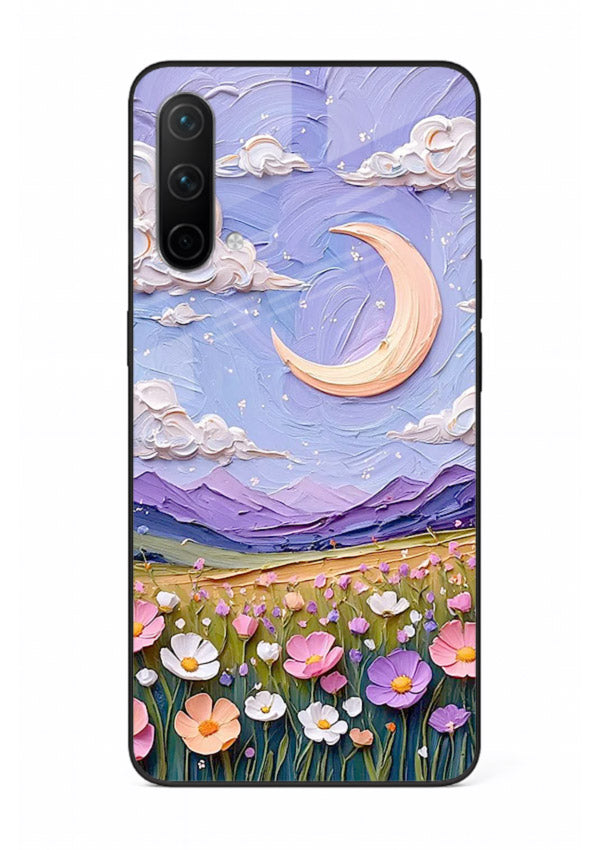 Pastel Moon Flowers pastel floral moon artwork OnePlus Nord CE 5G glass back cover