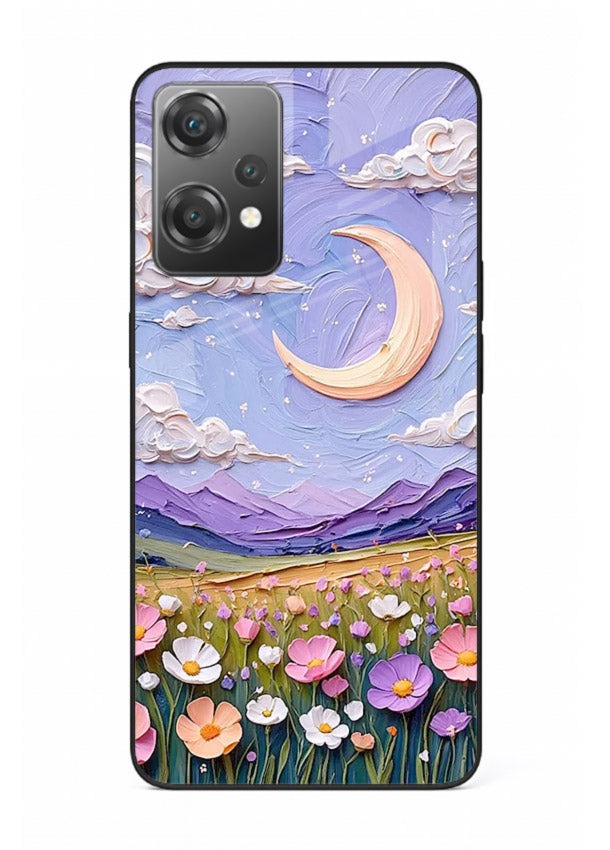 Pastel Moon Flowers pastel floral moon artwork OnePlus Nord CE2 Lite 5G glass back cover