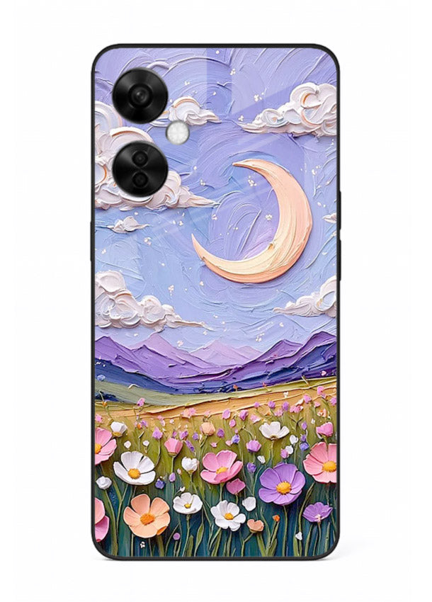 Pastel Moon Flowers pastel floral moon artwork OnePlus Nord CE3 Lite glass back cover