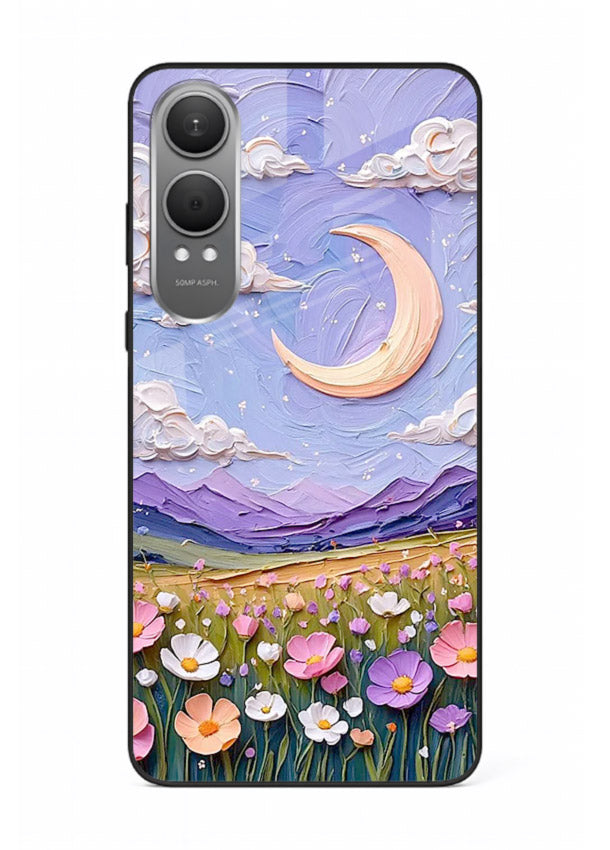 Pastel Moon Flowers pastel floral moon artwork OnePlus Nord CE4 Lite glass back cover