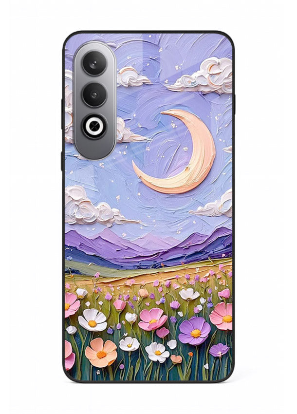 Pastel Moon Flowers pastel floral moon artwork OnePlus Nord CE4 glass back cover