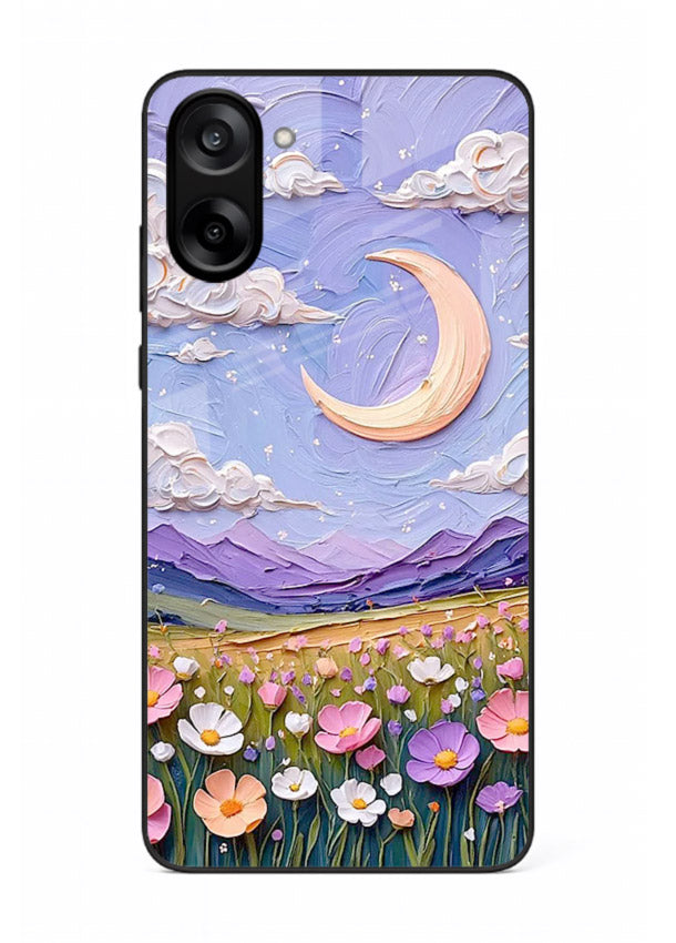 Pastel Moon Flowers pastel floral moon artwork OnePlus Nord CE5 glass back cover