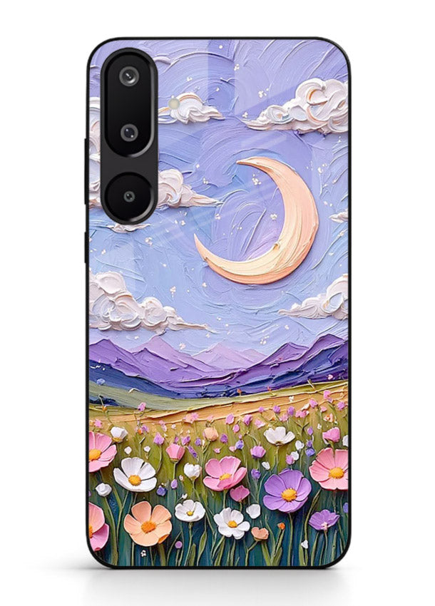Pastel Moon Flowers pastel floral moon artwork Samsung M16 5G glass back cover