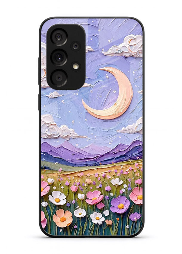 Pastel Moon Flowers pastel floral moon artwork Samsung A33 5G glass back cover