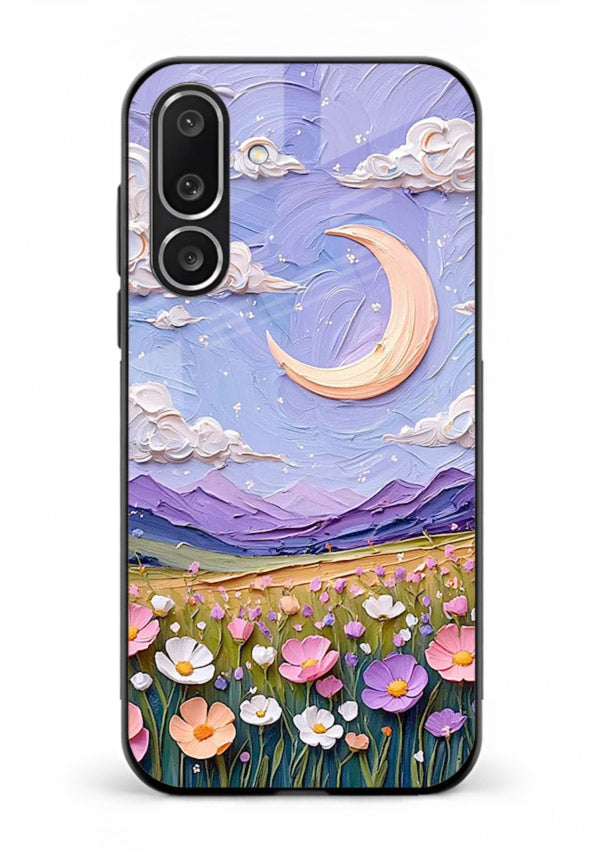 Pastel Moon Flowers pastel floral moon artwork Samsung M36 5G glass back cover