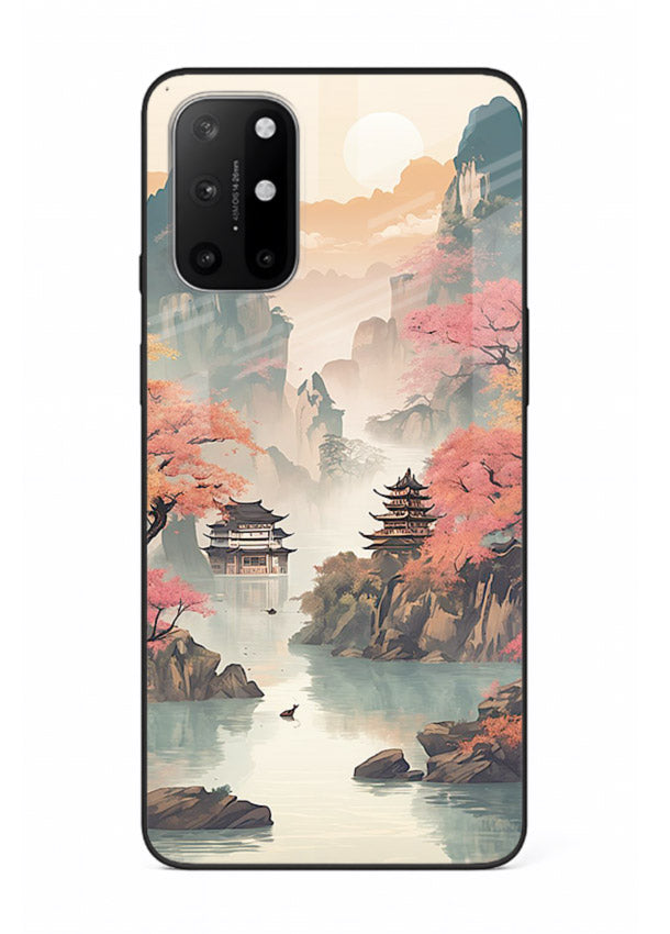 Pastel Mountain Pagoda pastel pagoda artwork OnePlus 8T glass back cover