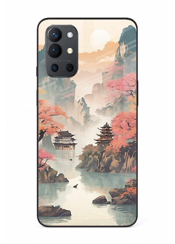 Pastel Mountain Pagoda pastel pagoda artwork OnePlus 9R glass back cover