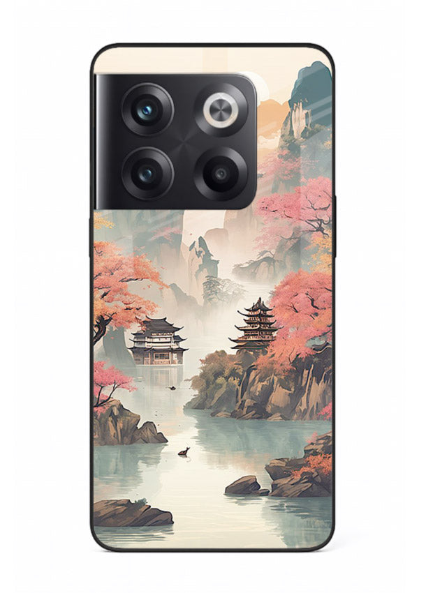 Pastel Mountain Pagoda pastel pagoda artwork OnePlus 10T glass back cover