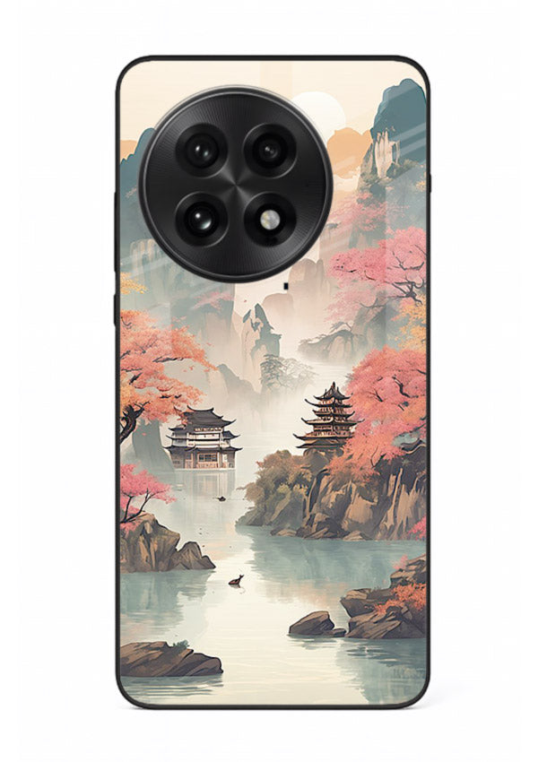 Pastel Mountain Pagoda pastel pagoda artwork OnePlus 13 glass back cover