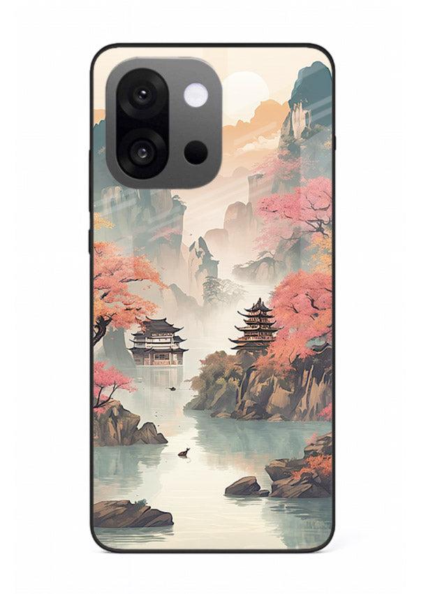 Pastel Mountain Pagoda pastel pagoda artwork OnePlus 13s glass back cover