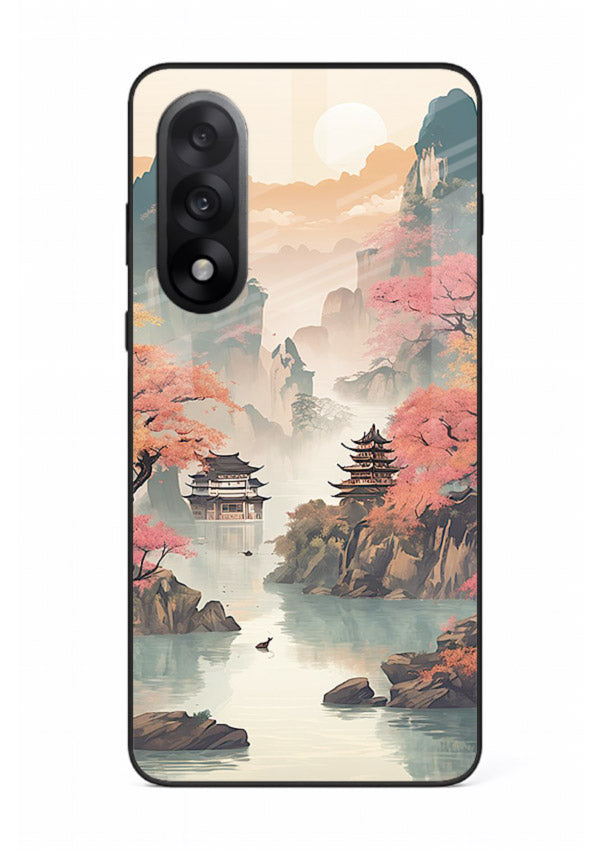 Pastel Mountain Pagoda pastel pagoda artwork OnePlus Nord 5 glass back cover