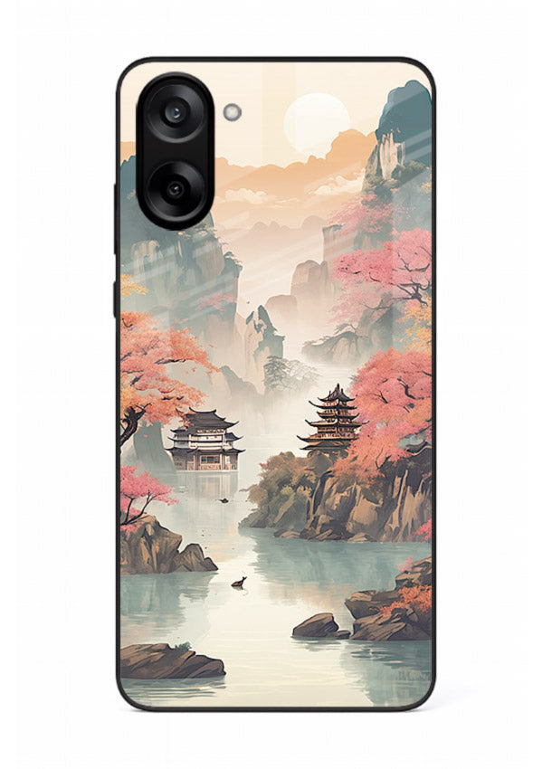 Pastel Mountain Pagoda pastel pagoda artwork OnePlus Nord CE5 glass back cover
