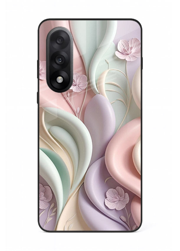 Pastel swirl floral artwork on OnePlus Nord 5 glass back cover with blended pastel petals.