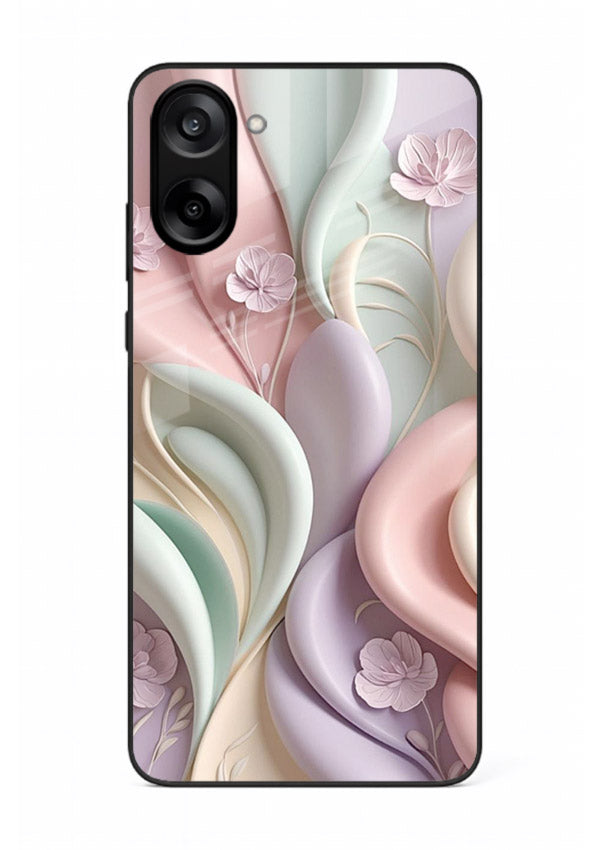 Pastel swirl floral artwork on OnePlus Nord CE5 glass back cover with blended pastel petals.