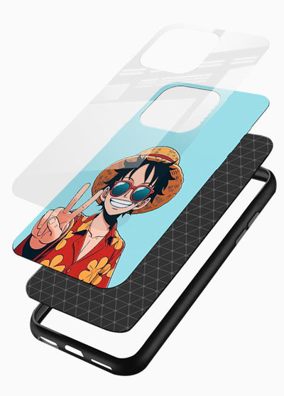 Peace Sign Traveler character artwork glossy vibrant premium glass back cover - Angle Layers