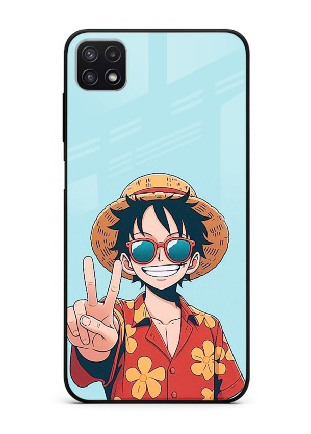 Peace Sign Traveler character artwork Samsung F42 5G glass back cover