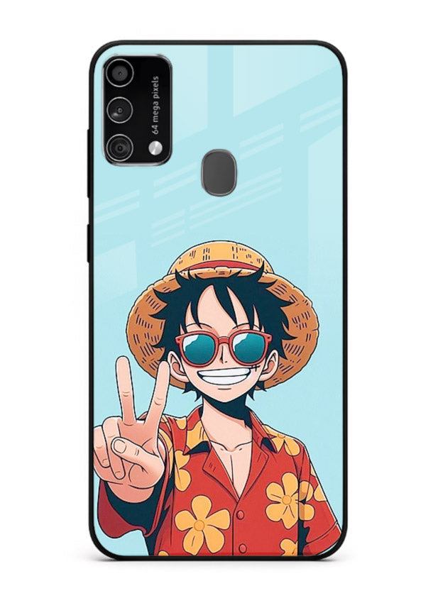 Peace Sign Traveler character artwork Samsung F41 glass back cover