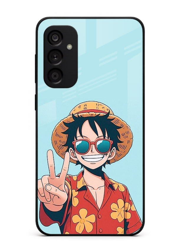 Peace Sign Traveler character artwork Samsung F15 5G glass back cover