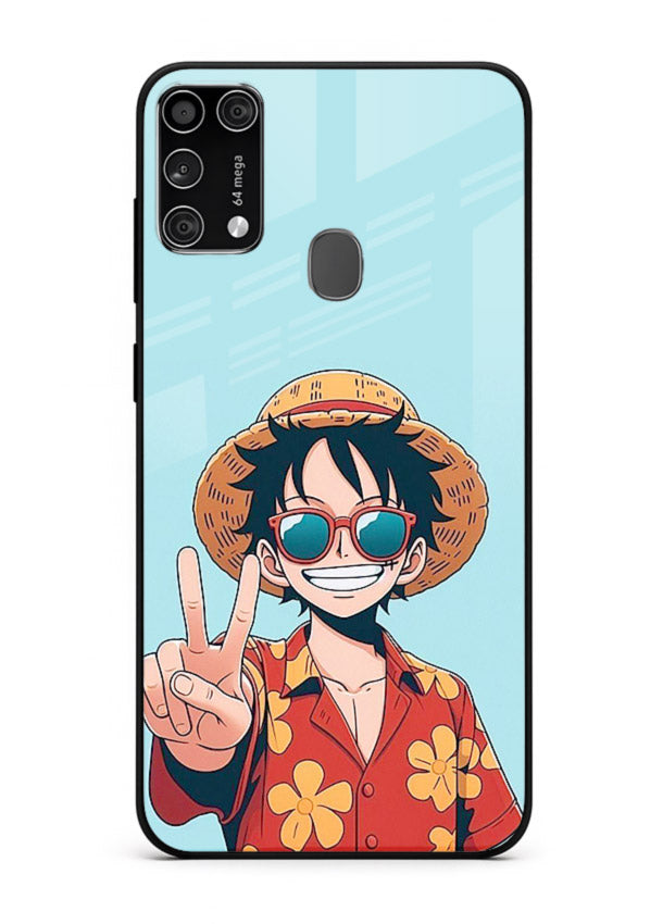 Peace Sign Traveler character artwork Samsung M31 Prime glass back cover