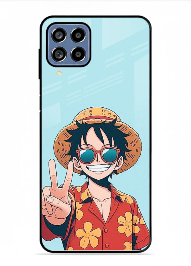 Peace Sign Traveler character artwork Samsung F12 5G glass back cover