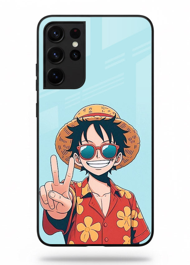 Peace Sign Traveler character artwork Samsung S21 Ultra glass back cover