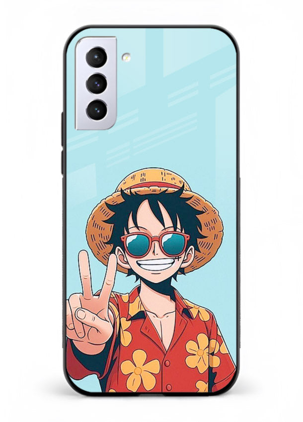 Peace Sign Traveler character artwork Samsung S21 FE glass back cover