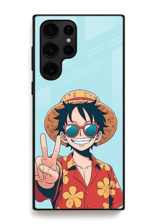 Peace Sign Traveler character artwork Samsung S24 Ultra glass back cover