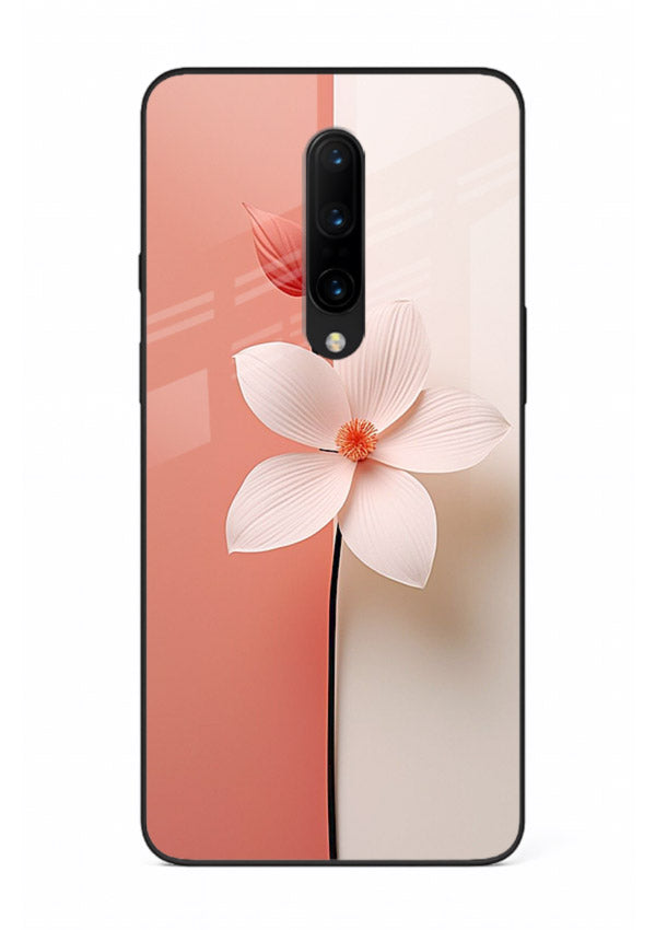 Peach blossom artwork on OnePlus 8 glass back cover with soft romantic tones.