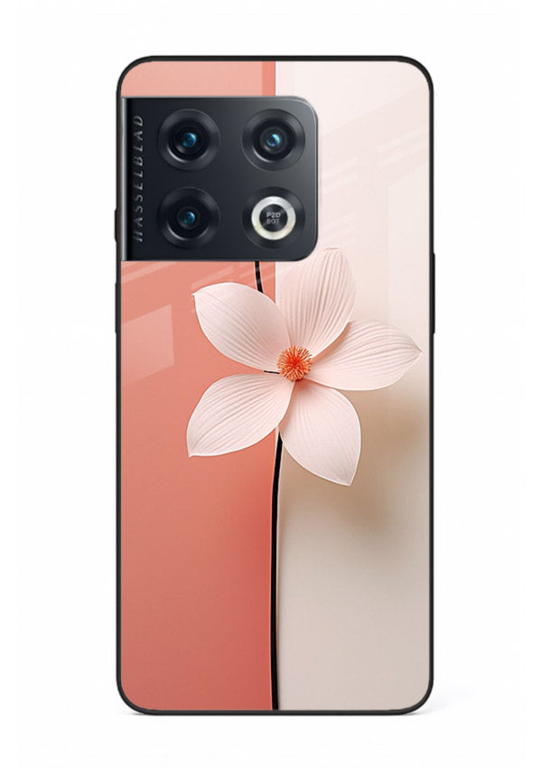 Peach blossom artwork on OnePlus 10 Pro glass back cover with soft romantic tones.