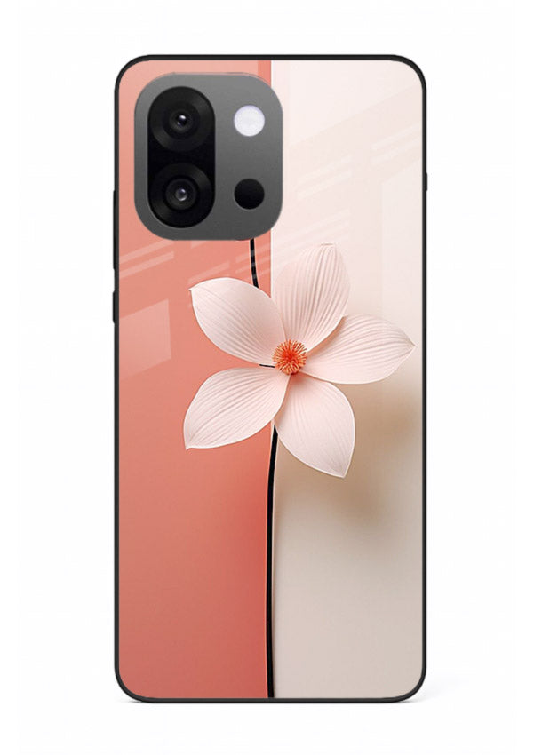 Peach blossom artwork on OnePlus 13s glass back cover with soft romantic tones.