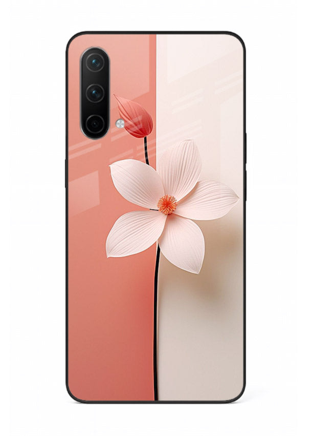 Peach blossom artwork on OnePlus Nord CE 5G glass back cover with soft romantic tones.