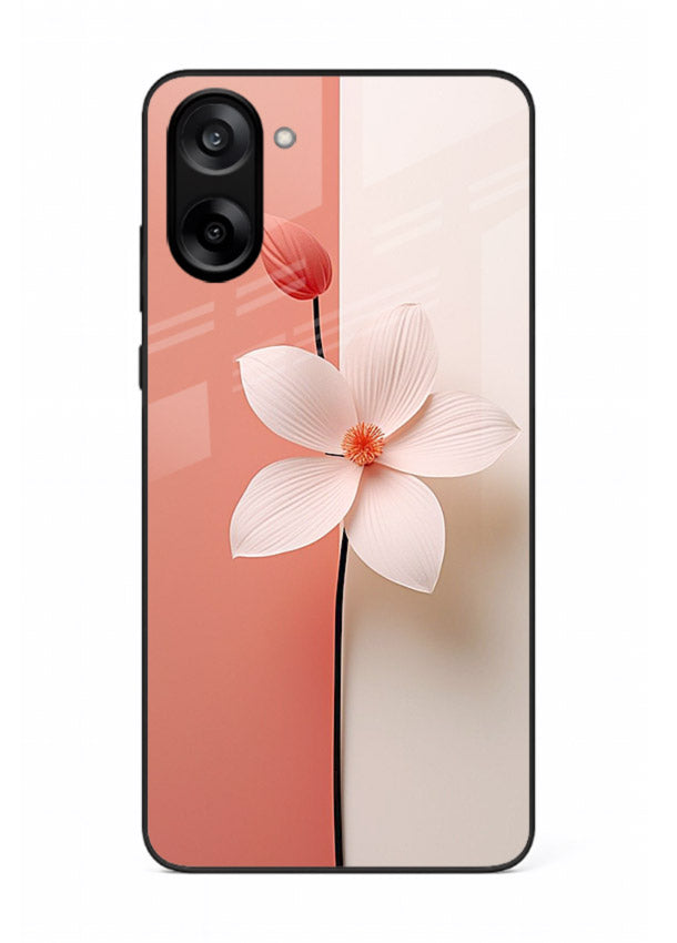 Peach blossom artwork on OnePlus Nord CE5 glass back cover with soft romantic tones.