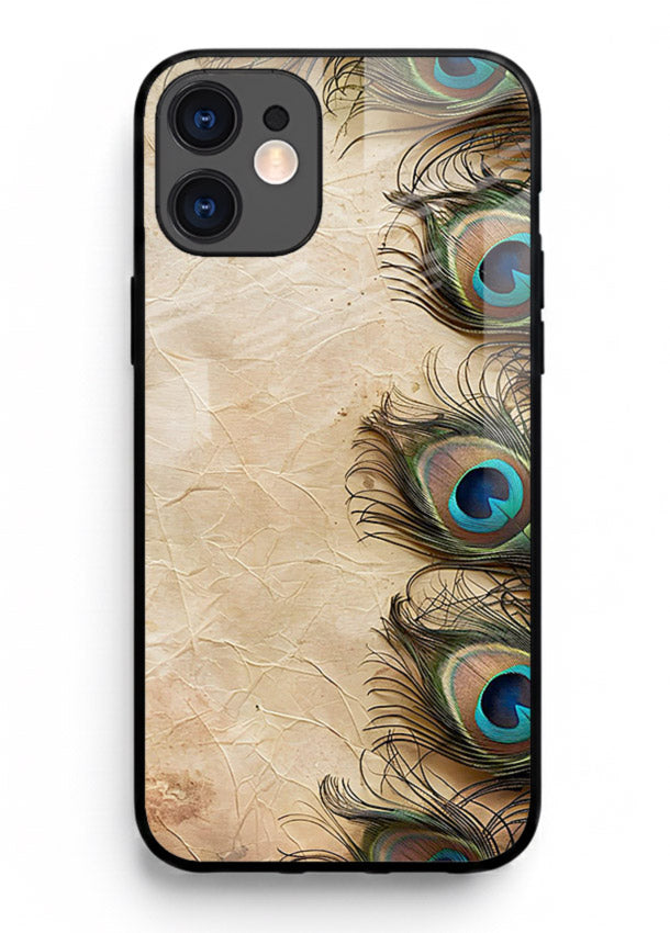 Peacock feather texture colorful pattern iphone 11 glass artistic royal case