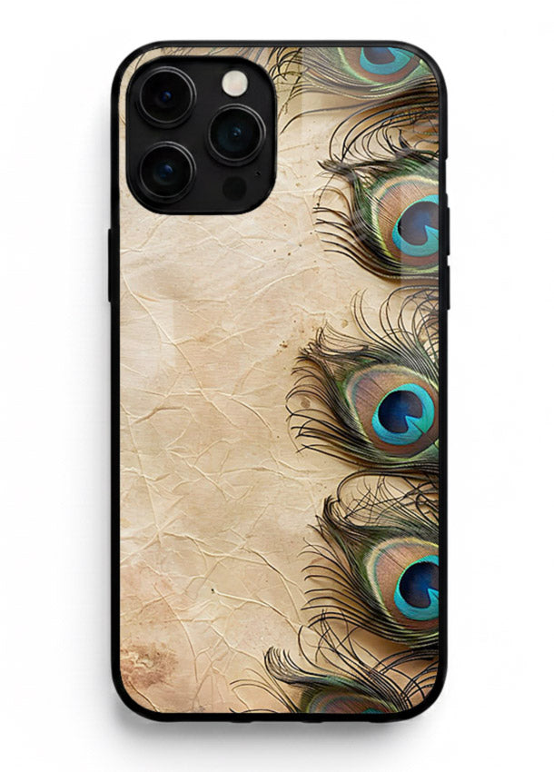 Peacock feather texture colorful pattern iphone 12 pro max glass artistic royal case