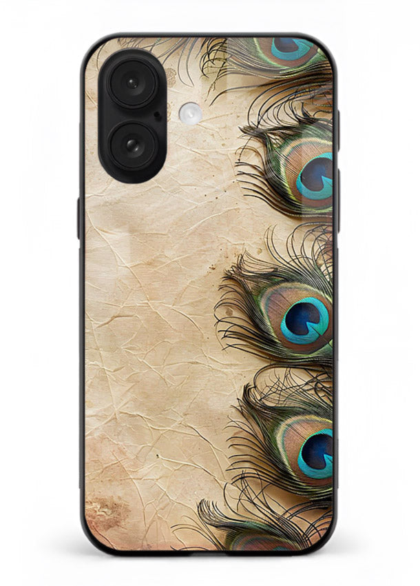 Peacock feather texture colorful pattern iphone 18 glass artistic royal case