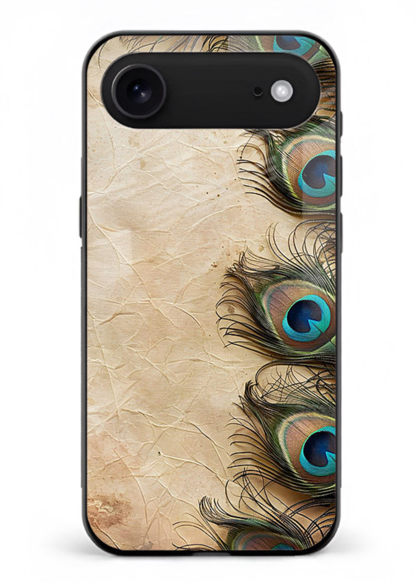 Peacock feather texture colorful pattern iphone 17 air glass artistic royal case