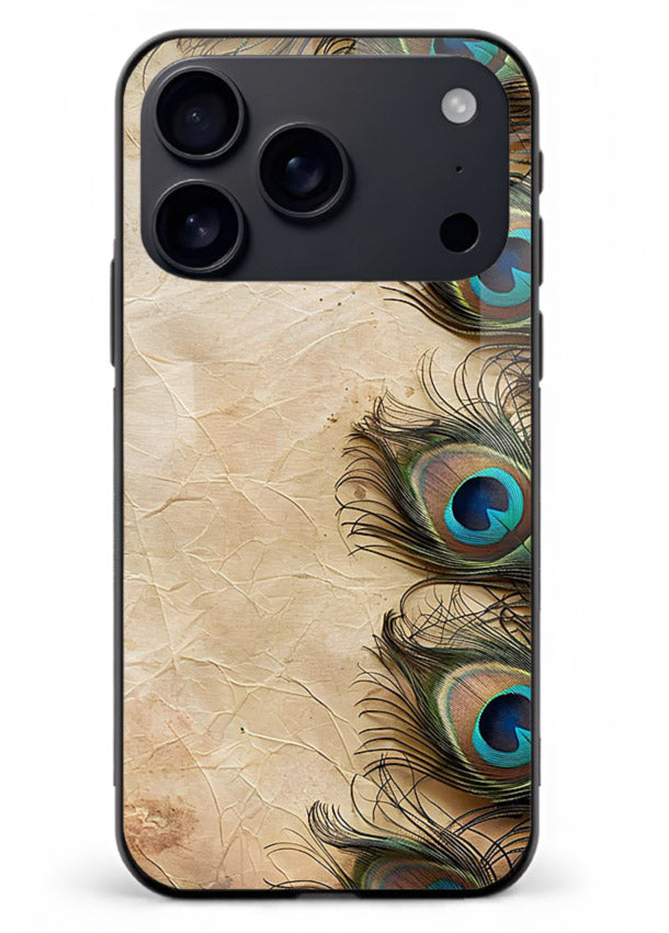 Peacock feather texture colorful pattern iphone 18 pro max glass artistic royal case