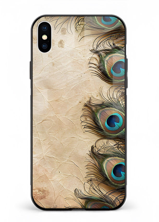 Peacock feather texture colorful pattern iphone xs max glass artistic royal case