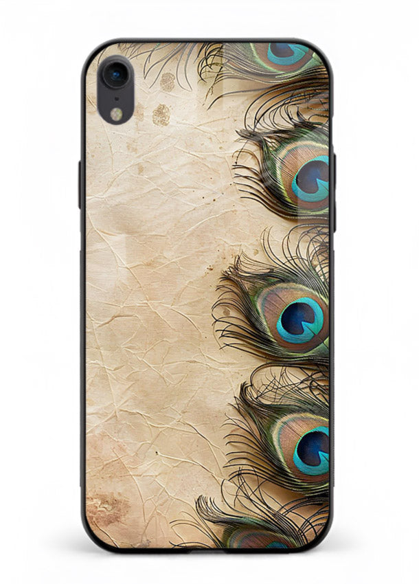 Peacock feather texture colorful pattern iphone xr glass artistic royal case