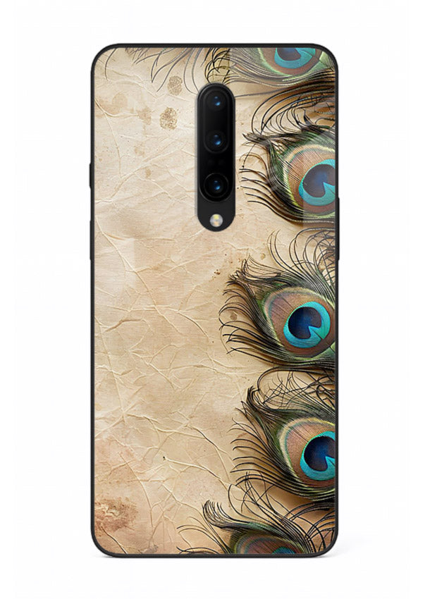Peacock feather texture colorful pattern OnePlus 7T Pro glass artistic royal case