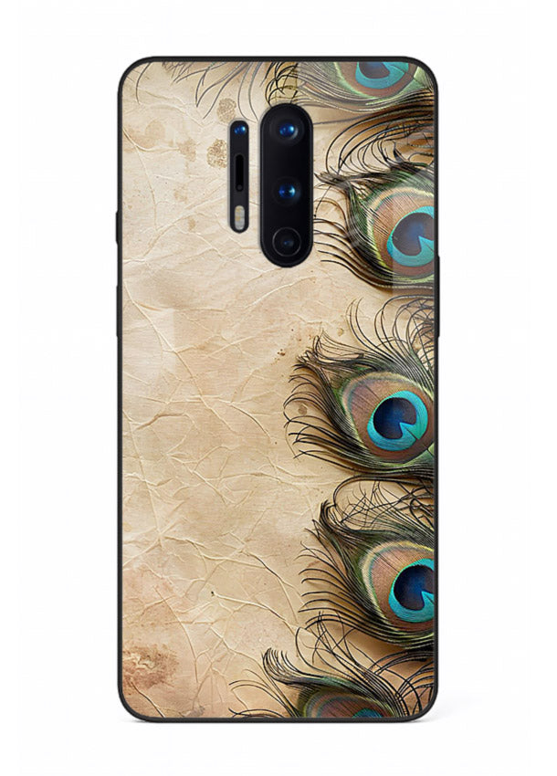 Peacock feather texture colorful pattern OnePlus 8 Pro glass artistic royal case