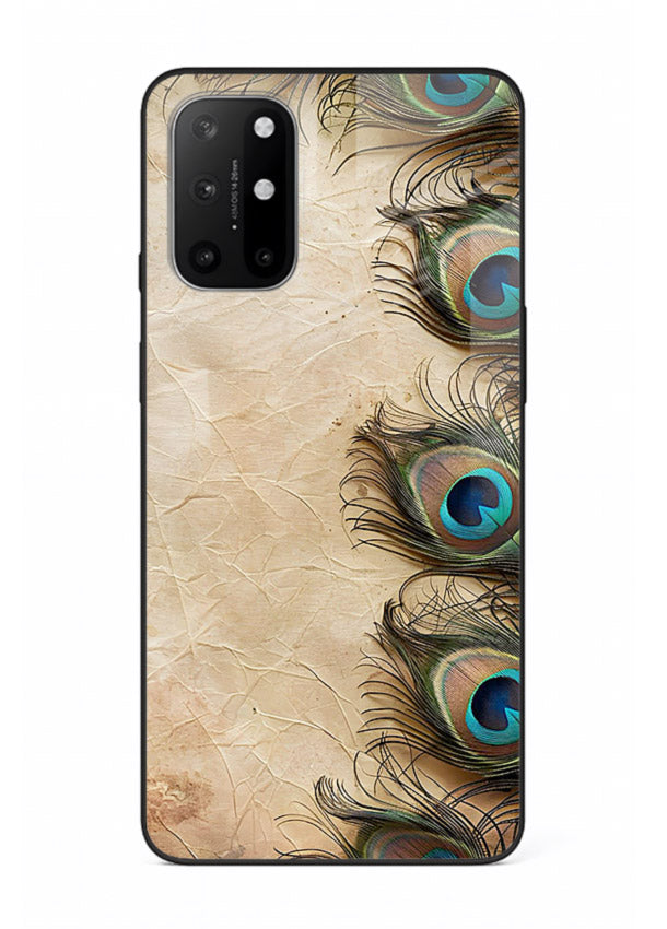 Peacock feather texture colorful pattern OnePlus 8T glass artistic royal case
