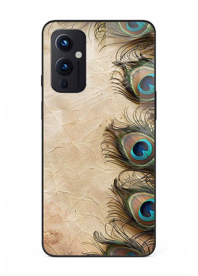 Peacock feather texture colorful pattern OnePlus 9 Pro glass artistic royal case