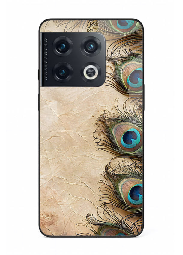 Peacock feather texture colorful pattern OnePlus 10 Pro glass artistic royal case