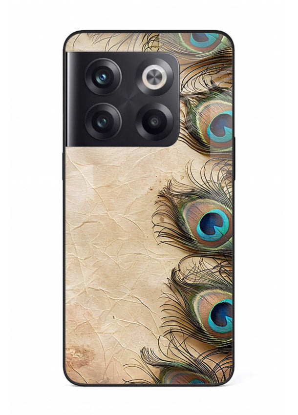 Peacock feather texture colorful pattern OnePlus 10T glass artistic royal case
