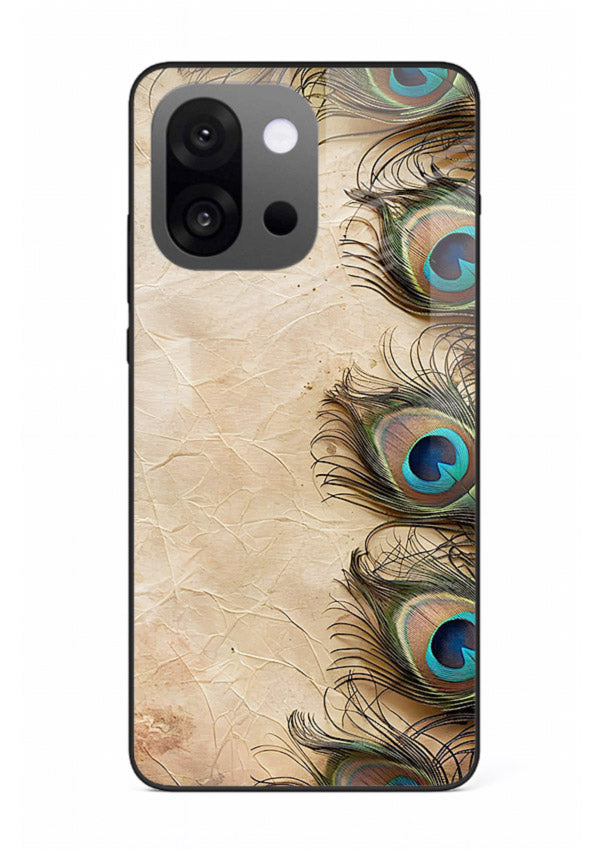 Peacock feather texture colorful pattern OnePlus 13s glass artistic royal case