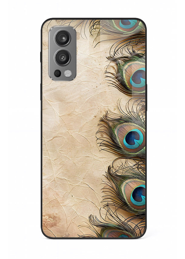 Peacock feather texture colorful pattern OnePlus Nord 2 glass artistic royal case