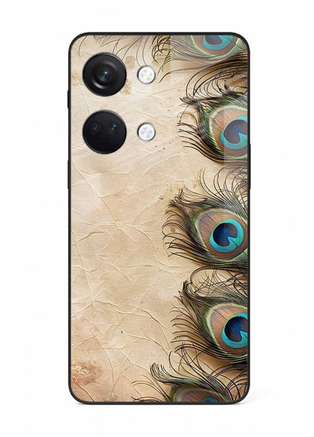 Peacock feather texture colorful pattern OnePlus Nord 3 glass artistic royal case
