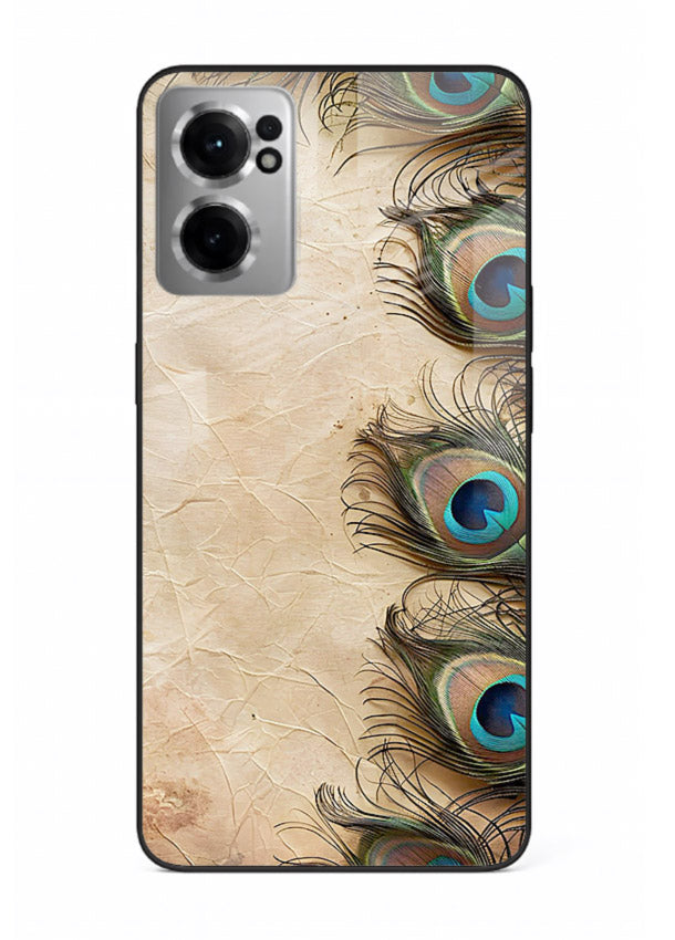 Peacock feather texture colorful pattern OnePlus Nord CE2 5G glass artistic royal case